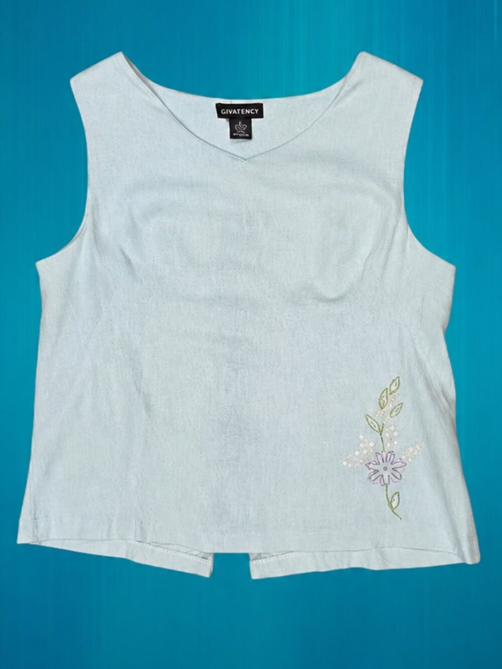 Courtenay Pastel Green Embroidered Floral Design Sleeveless Top - 14